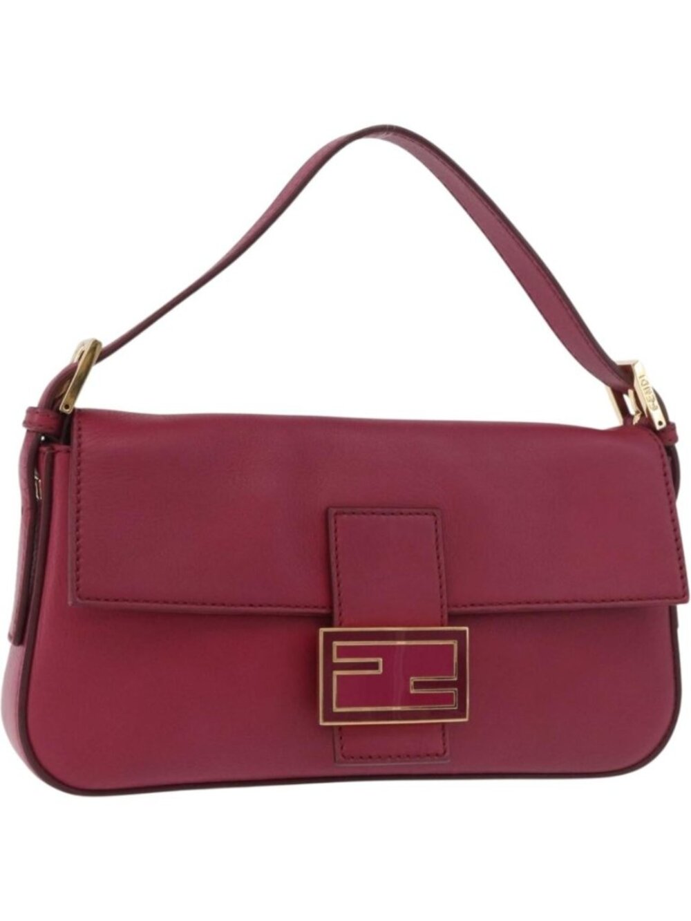 FENDI Mamma Baguette Shoulder Bag Leather Ivory Gold